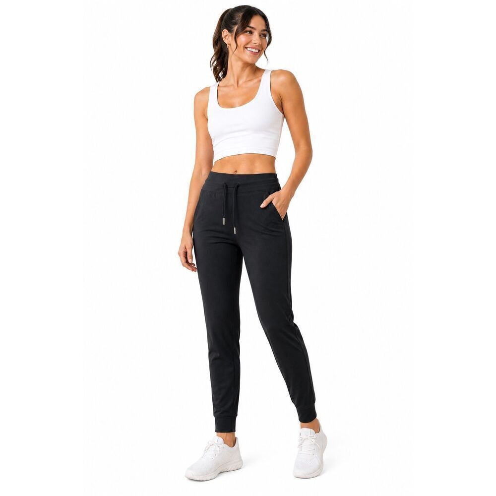 Women’s Black Soft Stretch Jogger Pants Small Casual Lounge Athleisure